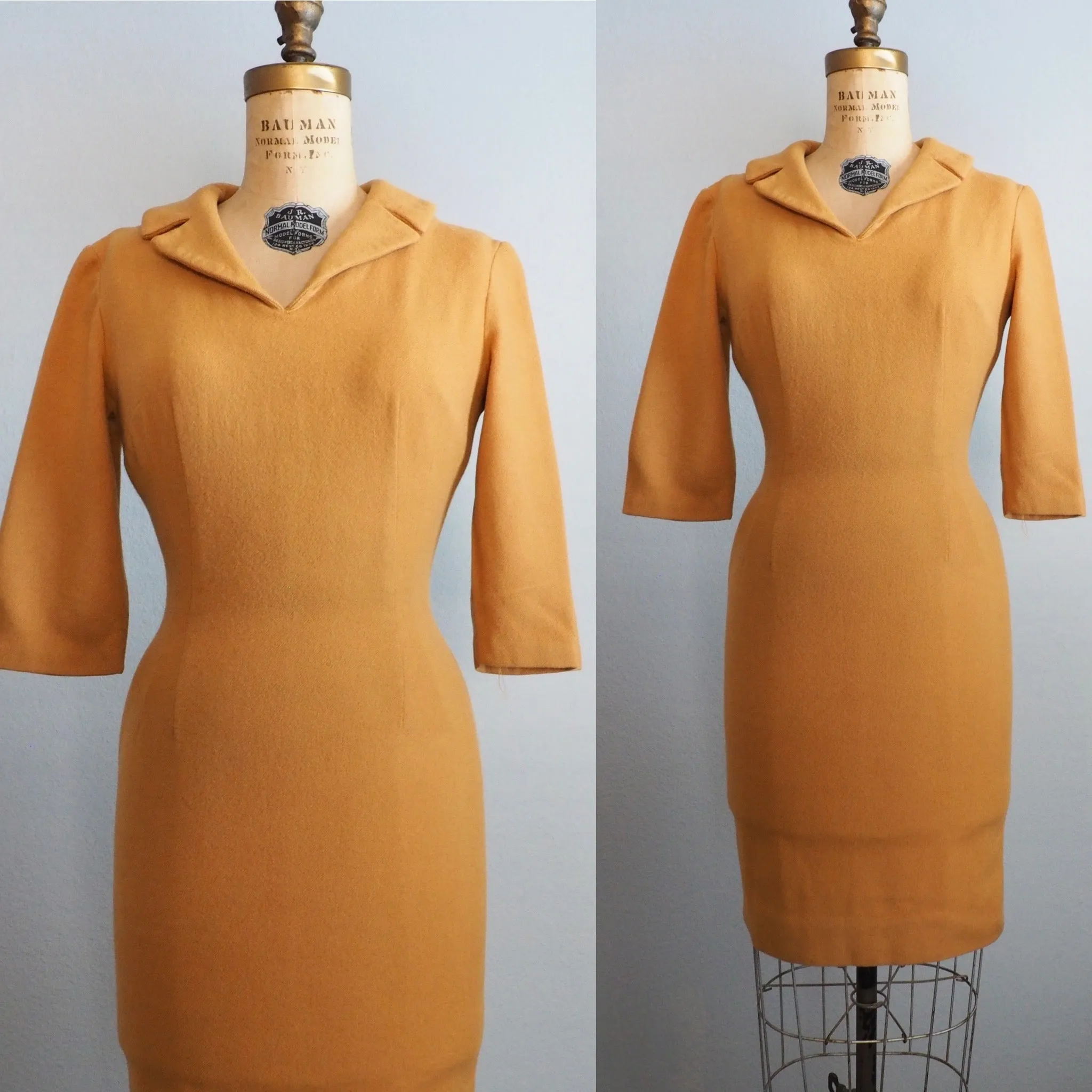 1950’s Mustard wool dress—XS