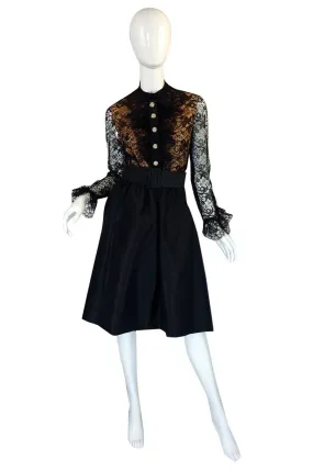 1960s Geoffrey Beene Lace & Silk Dress
