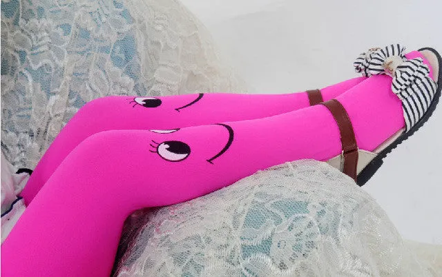 2016 Autumn velvet Lovely smiley face High elasticity Good quality Kids tights for girls children tights 3-8 year girls tights