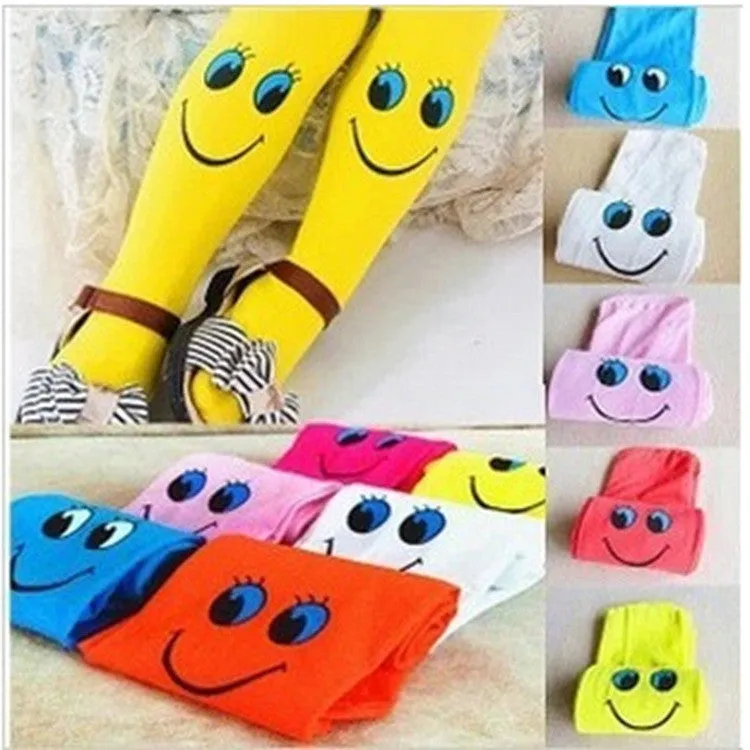 2016 Autumn velvet Lovely smiley face High elasticity Good quality Kids tights for girls children tights 3-8 year girls tights