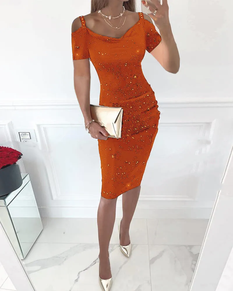 2023 Spring and Summer  Women's Clothing  Wish Glittering Powder Strapless Sexy Diamond Strap Dress Dress for Women