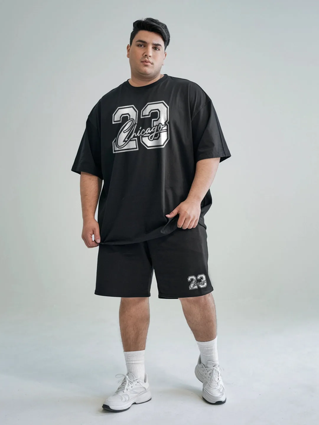 23 Chicago Cotton Mens T Shirt and Shorts Combo Set (Plus Size)
