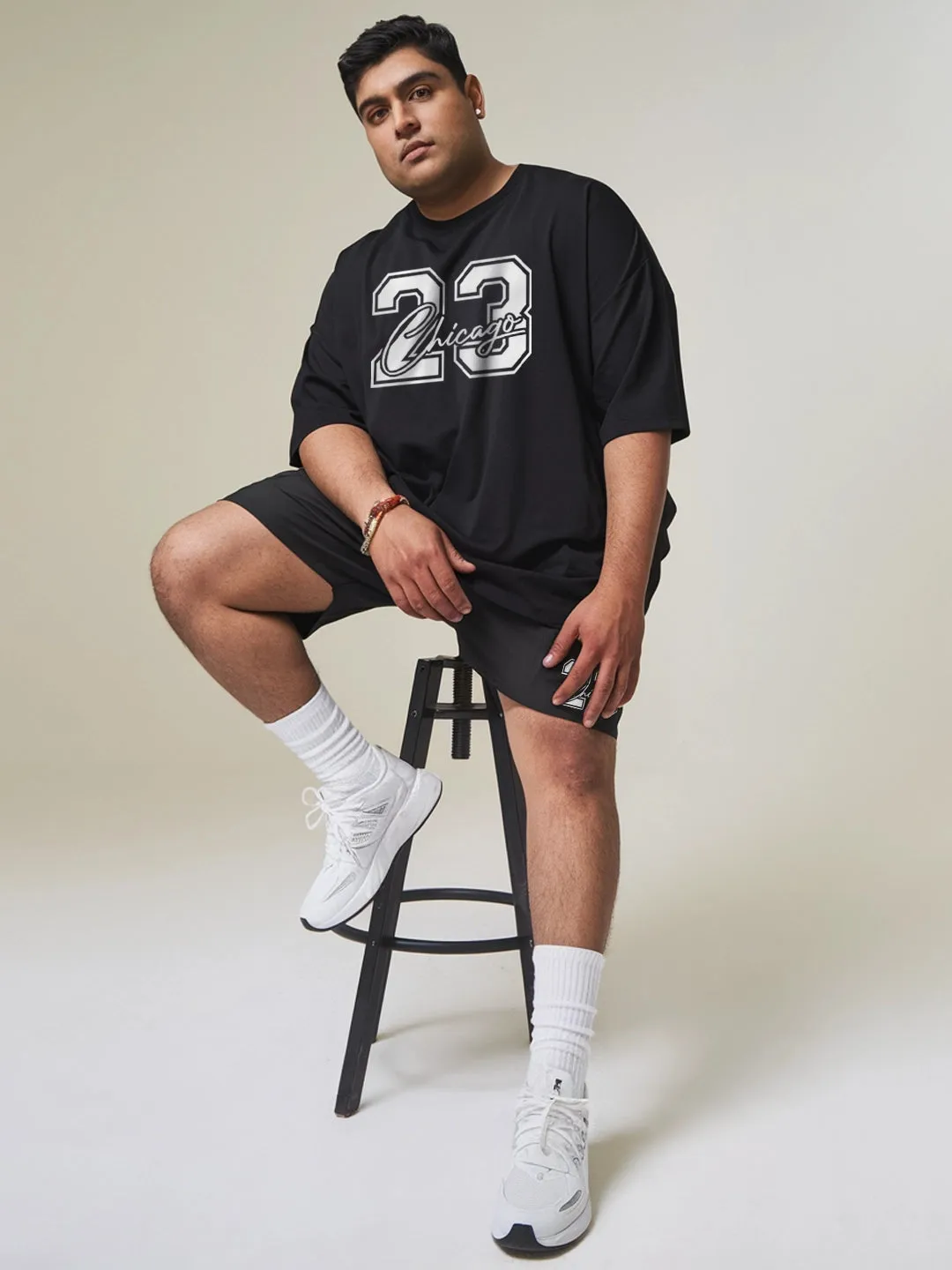 23 Chicago Cotton Mens T Shirt and Shorts Combo Set (Plus Size)