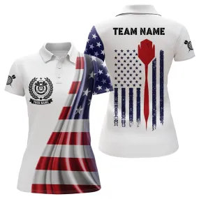 3D American Flag Darts Polo Shirt Custom Patriotic Darts Shirt For Women Dart Jerseys, Custom Team Dart Shirts