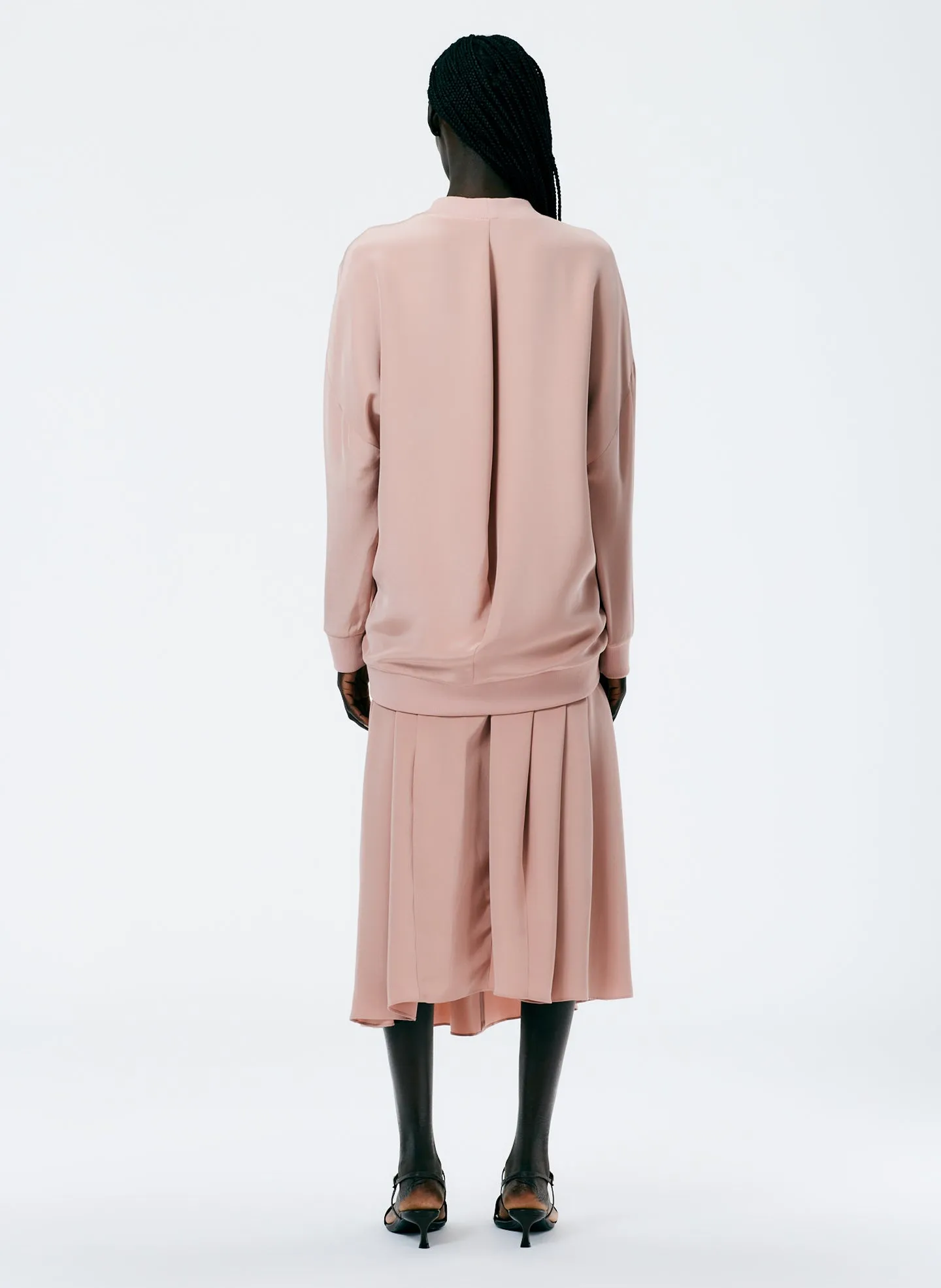 4-Ply Silk Crewneck Eased Out Top