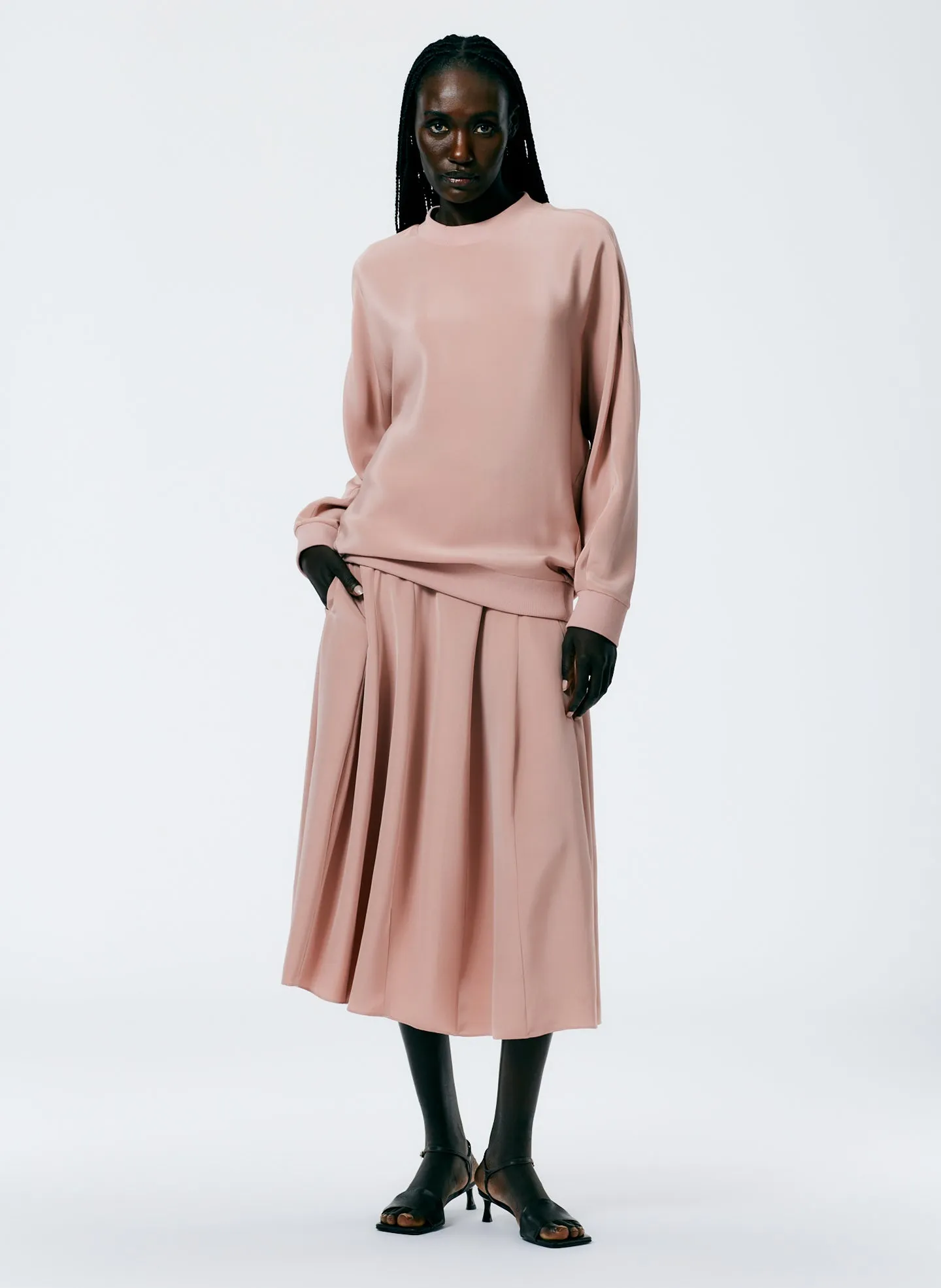 4-Ply Silk Crewneck Eased Out Top