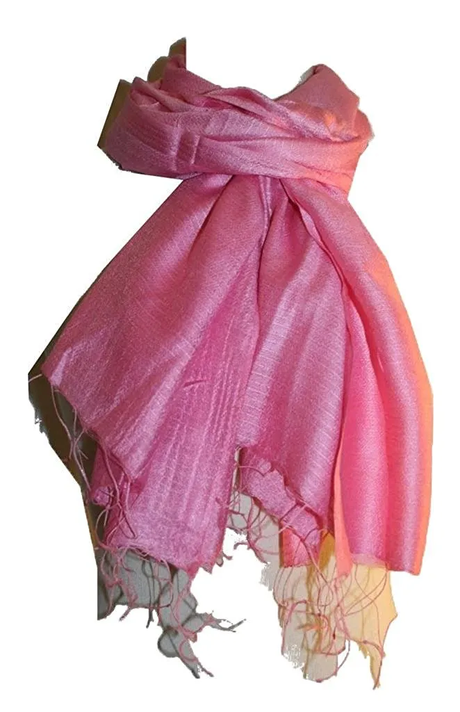 607 Scf Silk Stripe Pattern Scarf Shawl Throw Fringes
