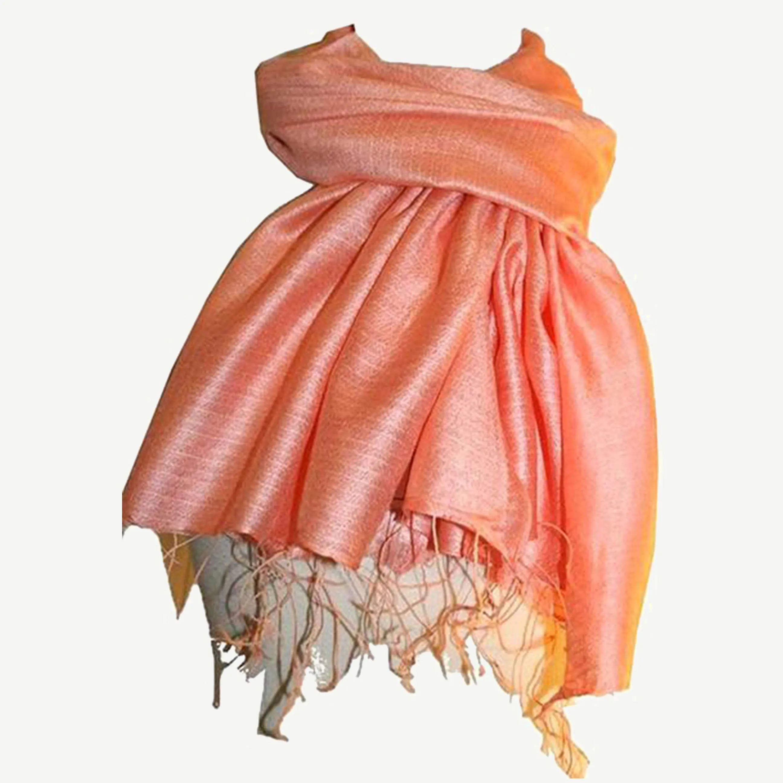 607 Scf Silk Stripe Pattern Scarf Shawl Throw Fringes
