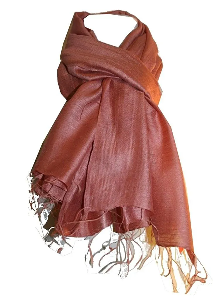 607 Scf Silk Stripe Pattern Scarf Shawl Throw Fringes