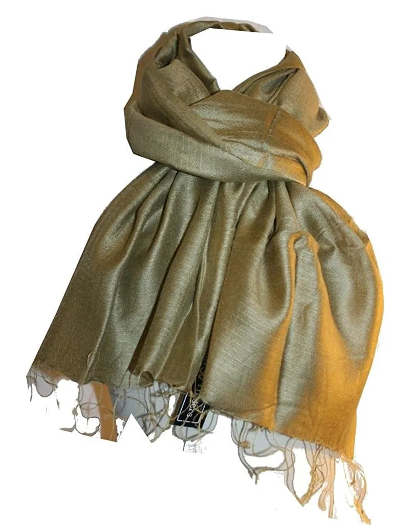 607 Scf Silk Stripe Pattern Scarf Shawl Throw Fringes