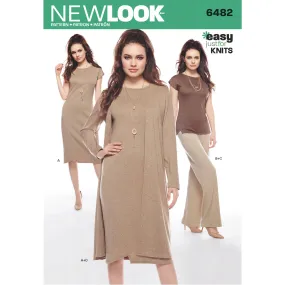 6482 New Look Pattern 6482 Misses' Knit Dress, Tunic, Pants and Duster