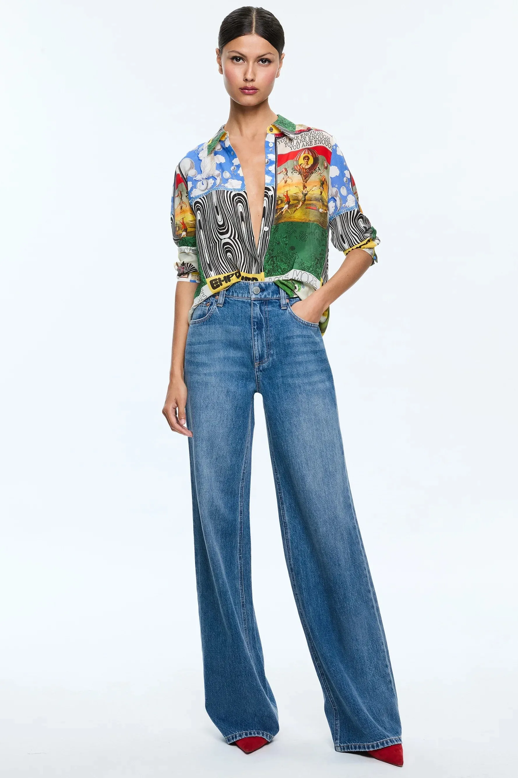 Alice & Olivia Willa Placket Top