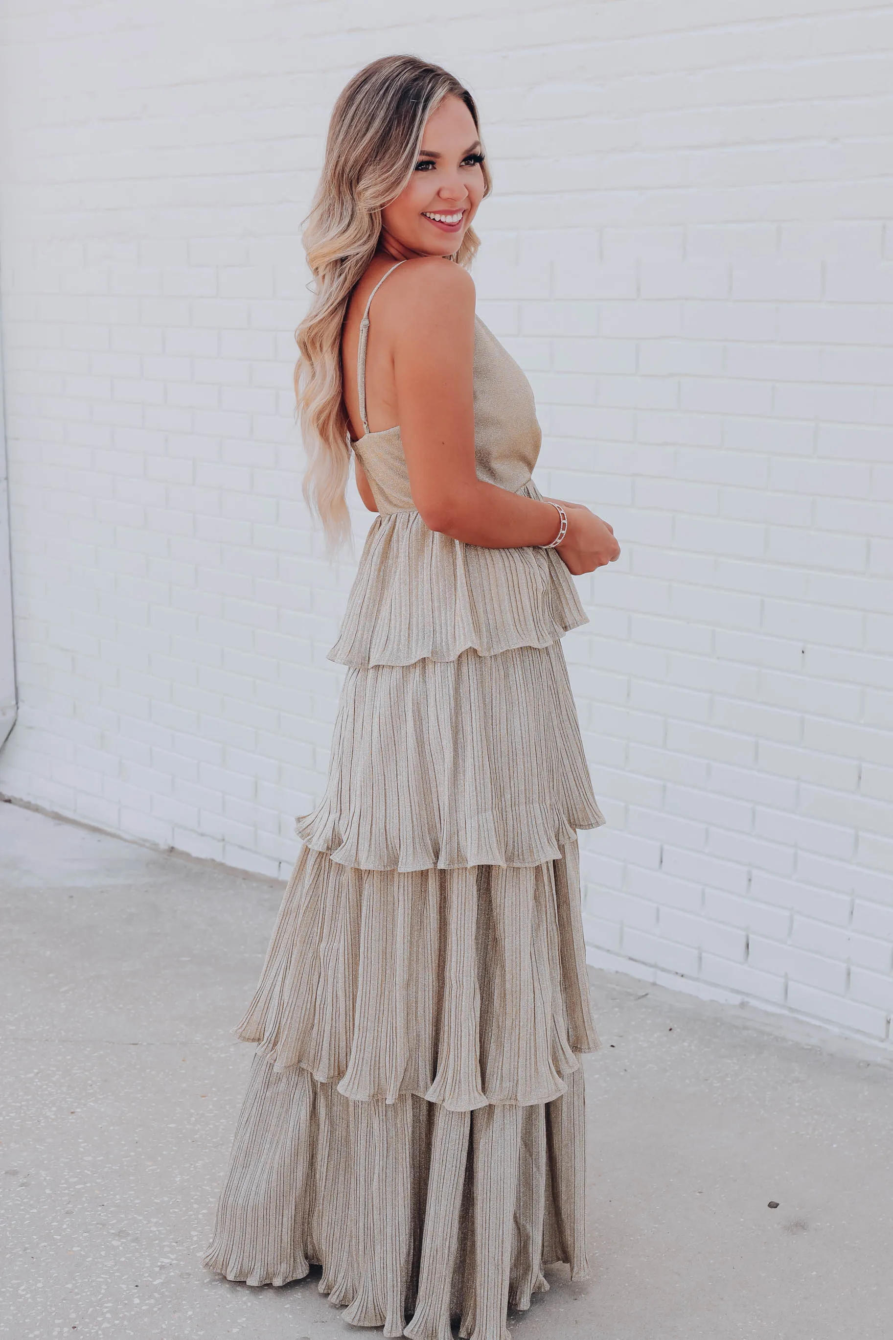 All That Glitters Maxi Dress - Gold