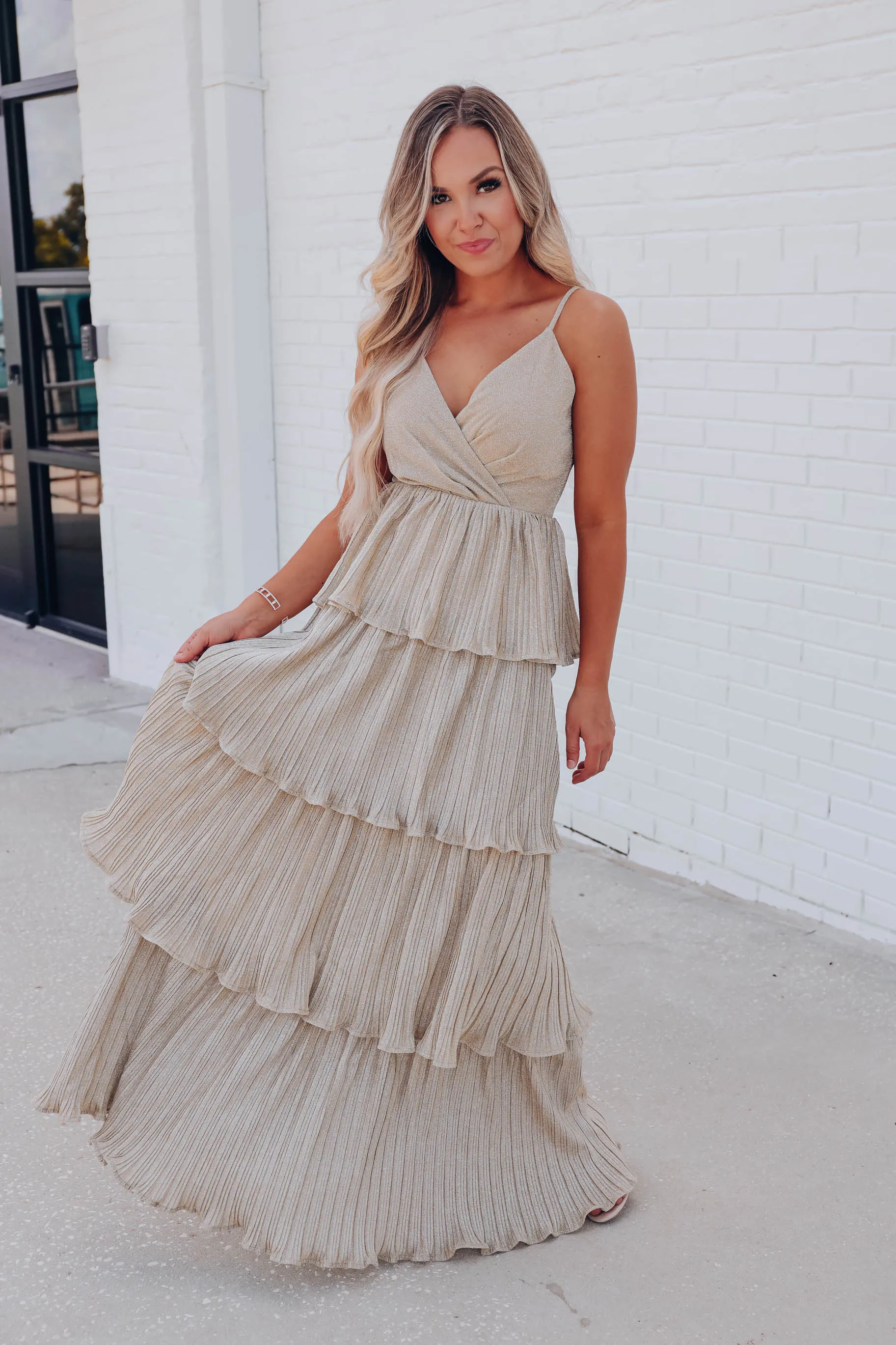 All That Glitters Maxi Dress - Gold