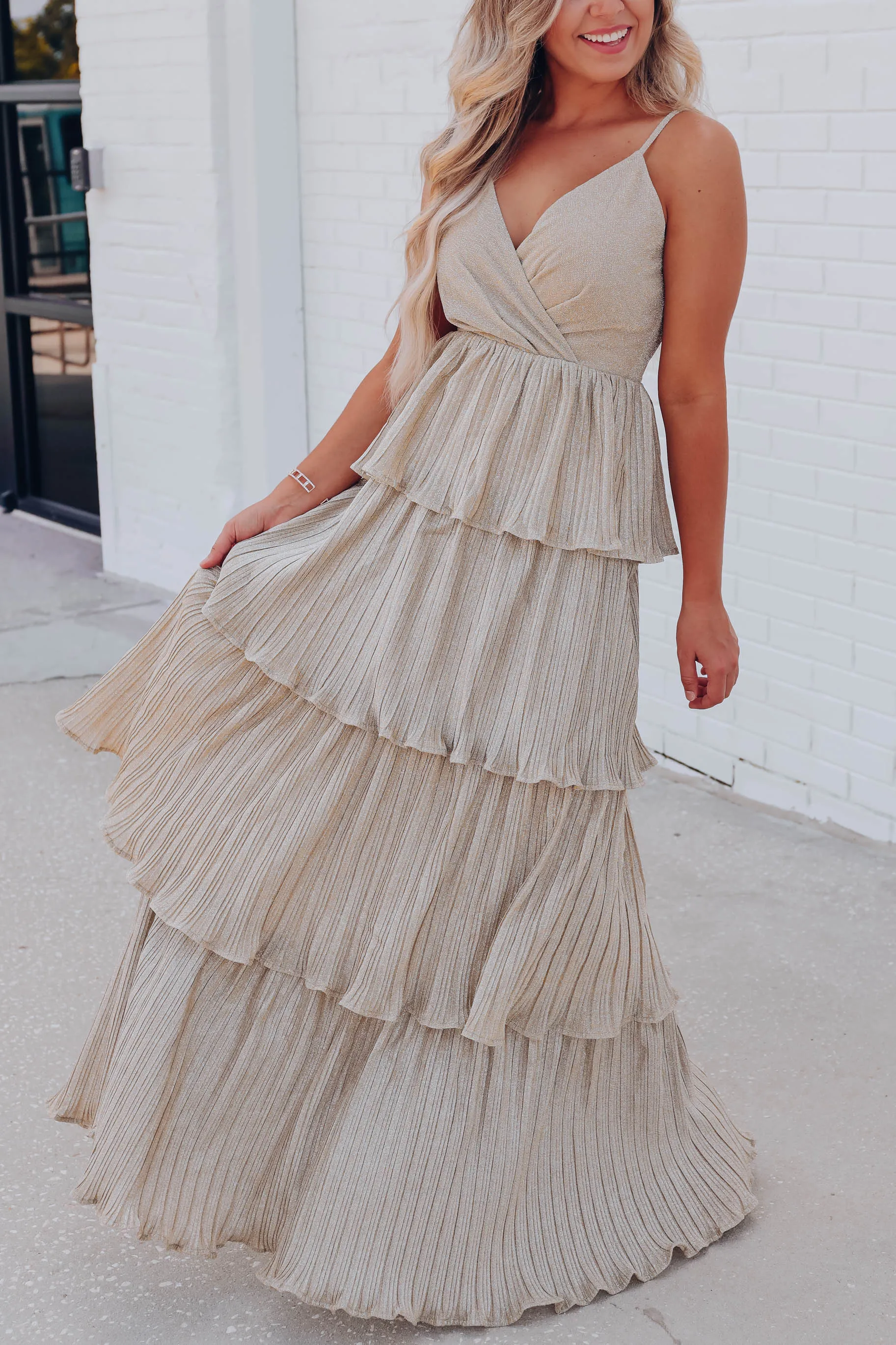 All That Glitters Maxi Dress - Gold