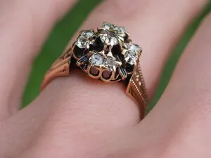Antique Victorian c. 1872 14k Gold Old Mine Cut Diamond Engagement Ring