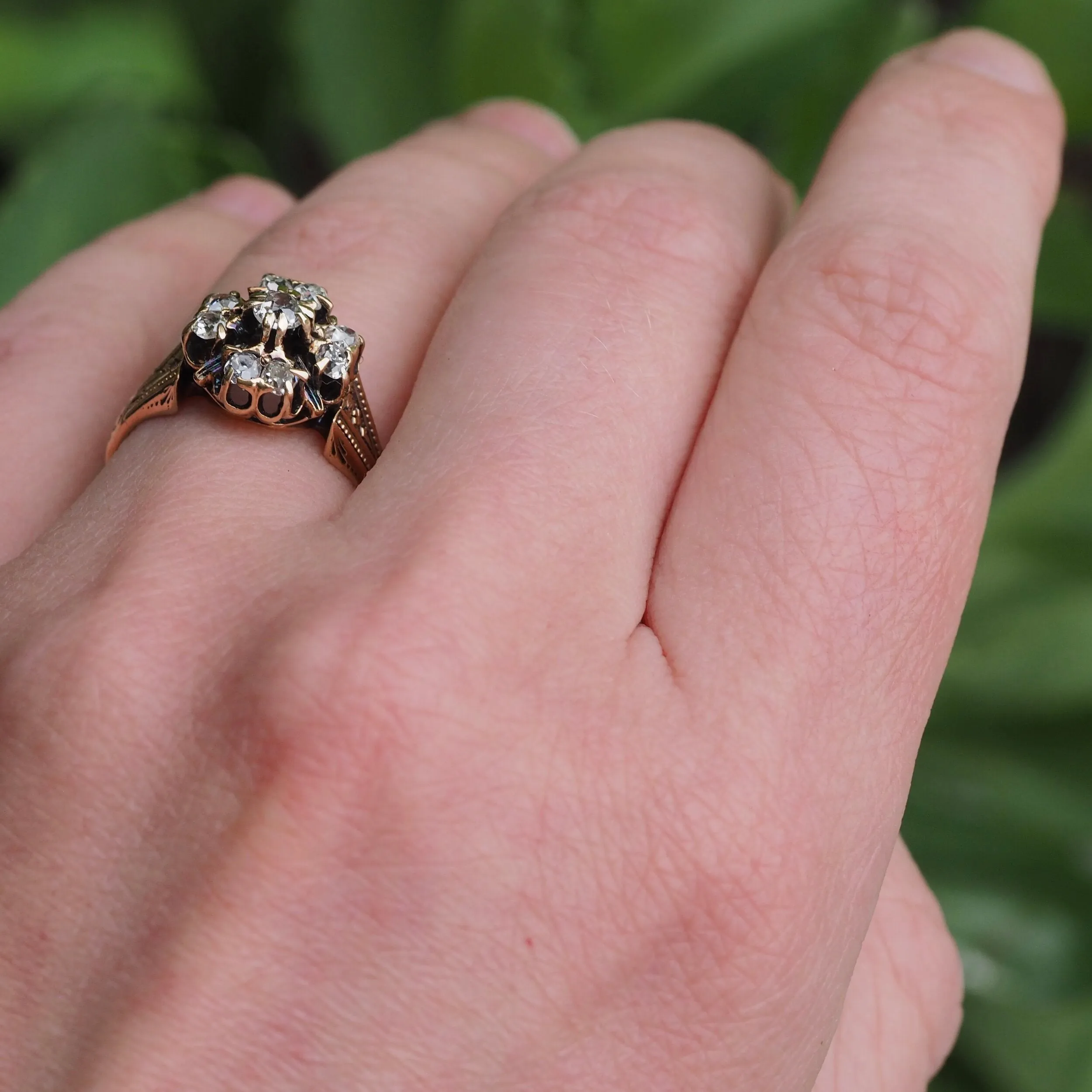 Antique Victorian c. 1872 14k Gold Old Mine Cut Diamond Engagement Ring