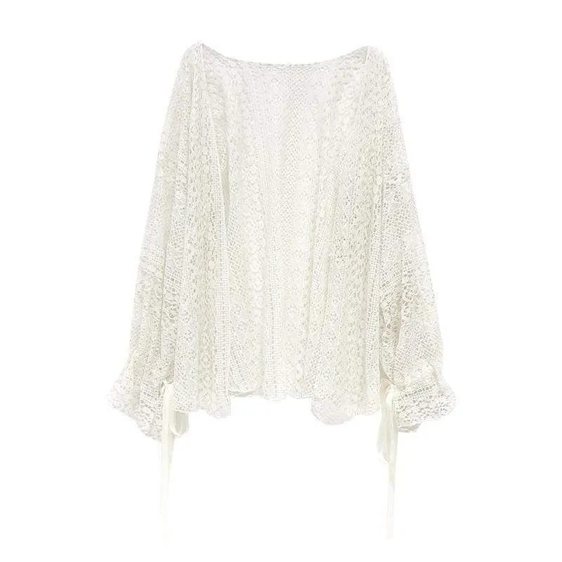 Autumn Puff Sleeved Mesh Cardigan