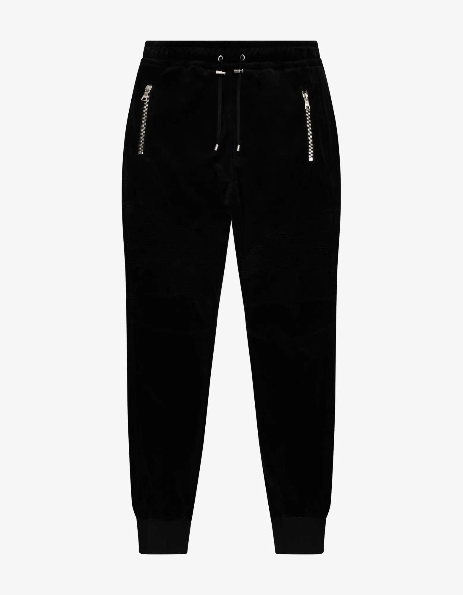 Balmain Black Velvet Biker Sweat Pants