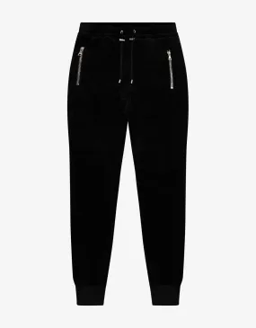 Balmain Black Velvet Biker Sweat Pants