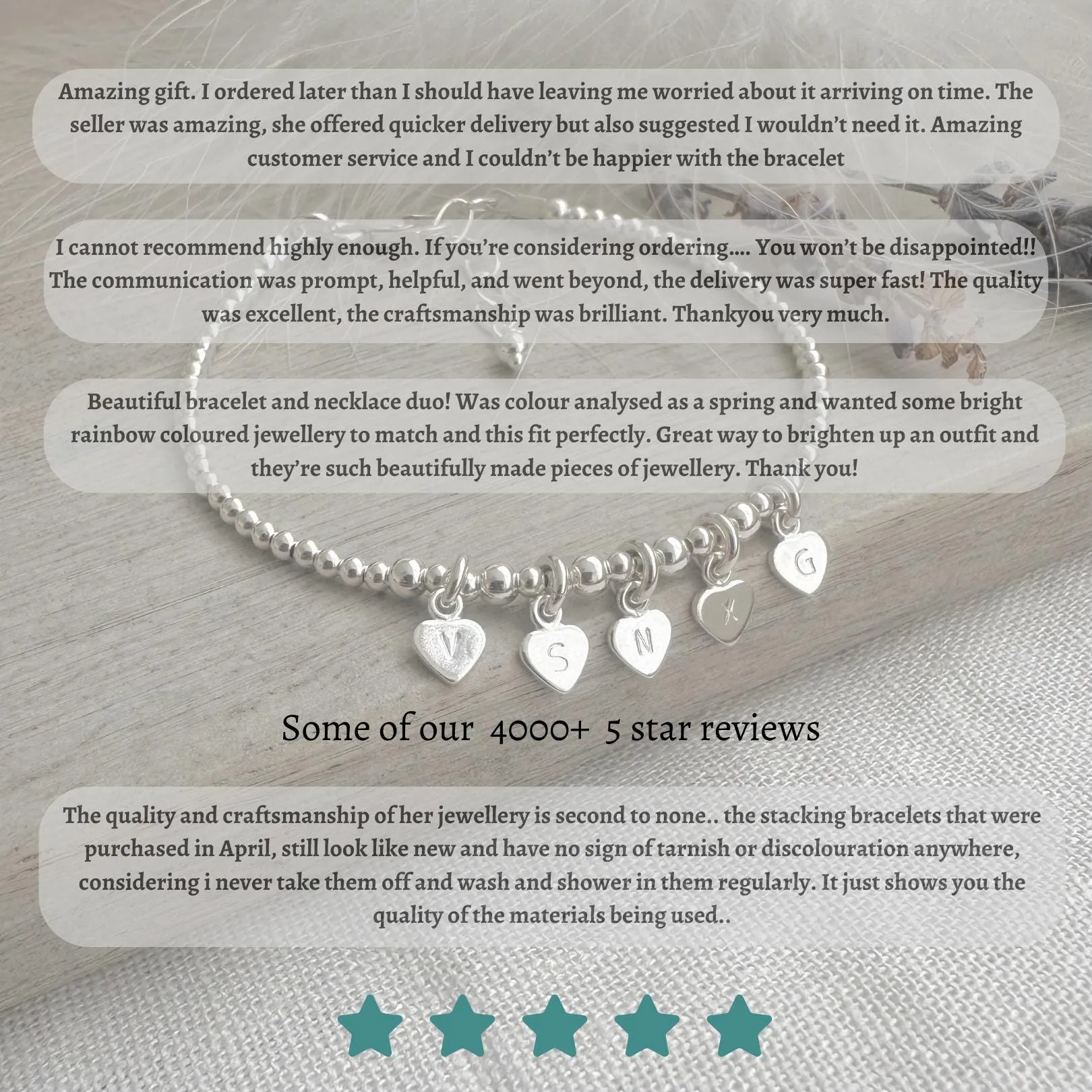 Beaded Name Layering Bracelet Set, personalised minimalist layering jewellery with seed beads