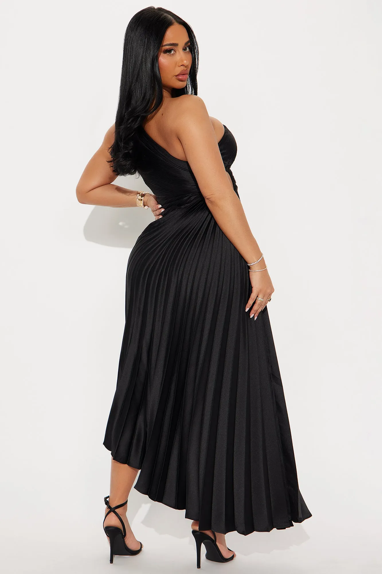 Belle Satin Maxi Dress - Black