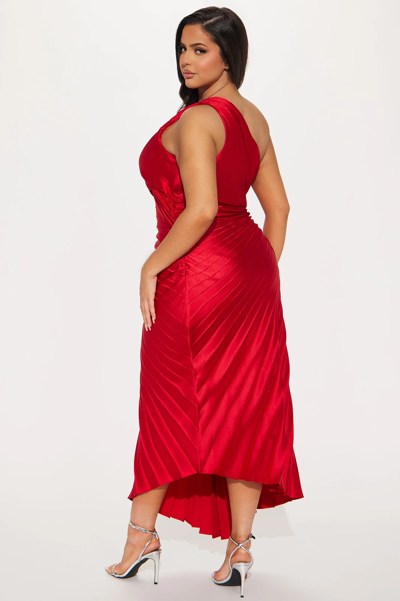 Belle Satin Maxi Dress - Red