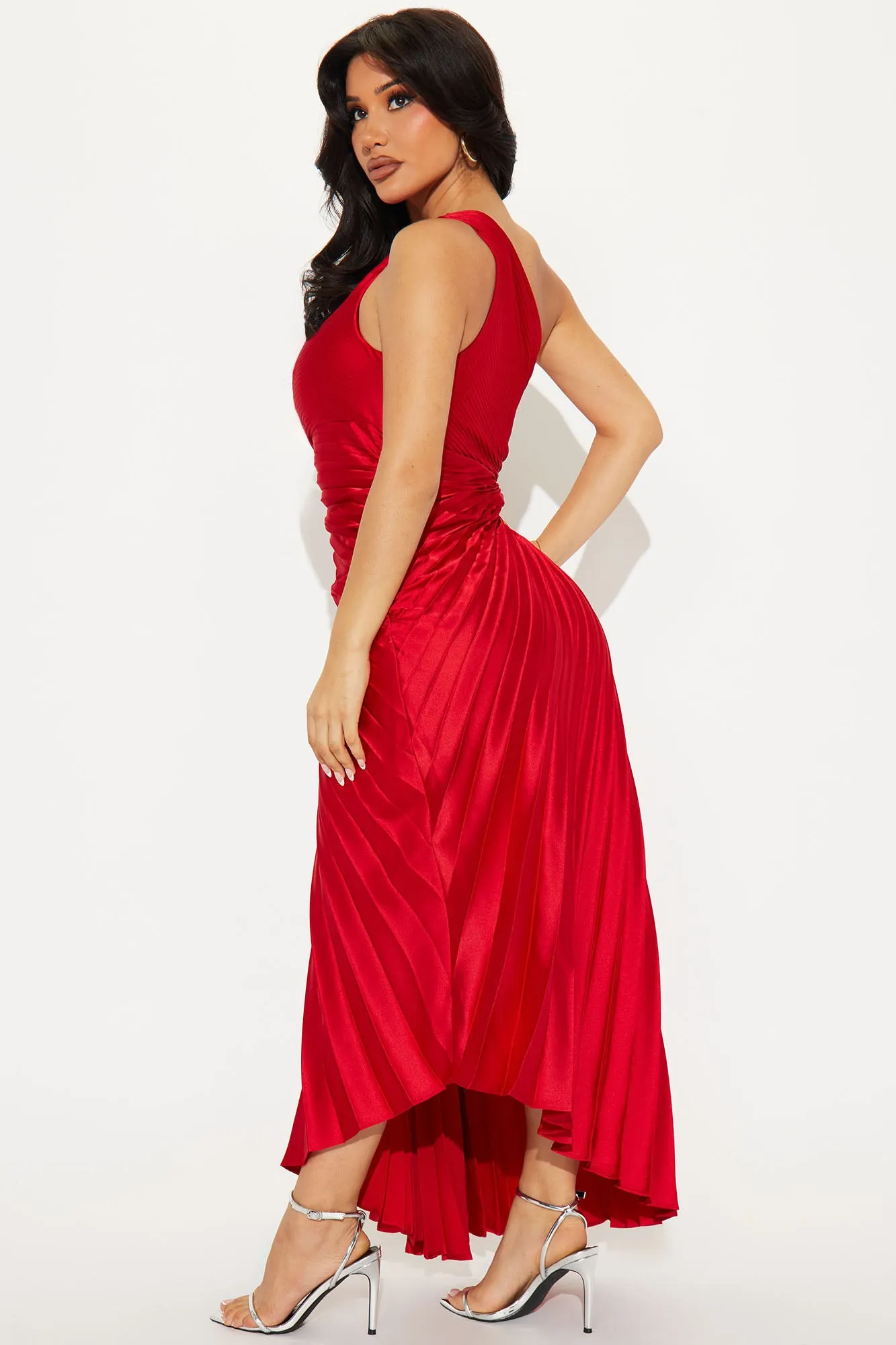 Belle Satin Maxi Dress - Red