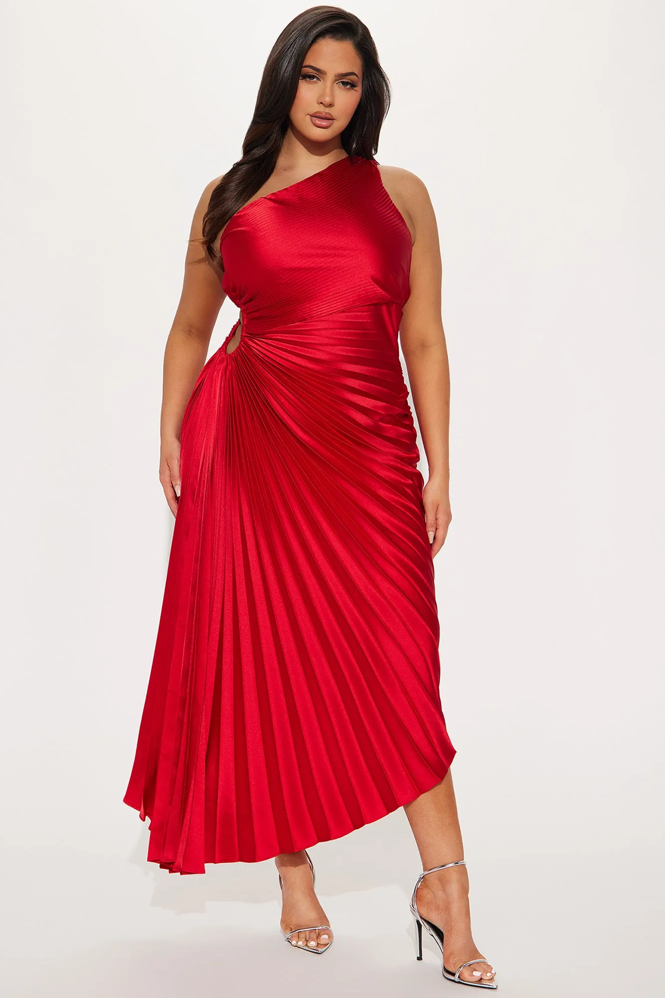 Belle Satin Maxi Dress - Red