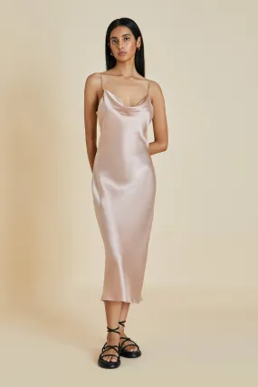 Bibi Oyster Silk Satin Slip Dress