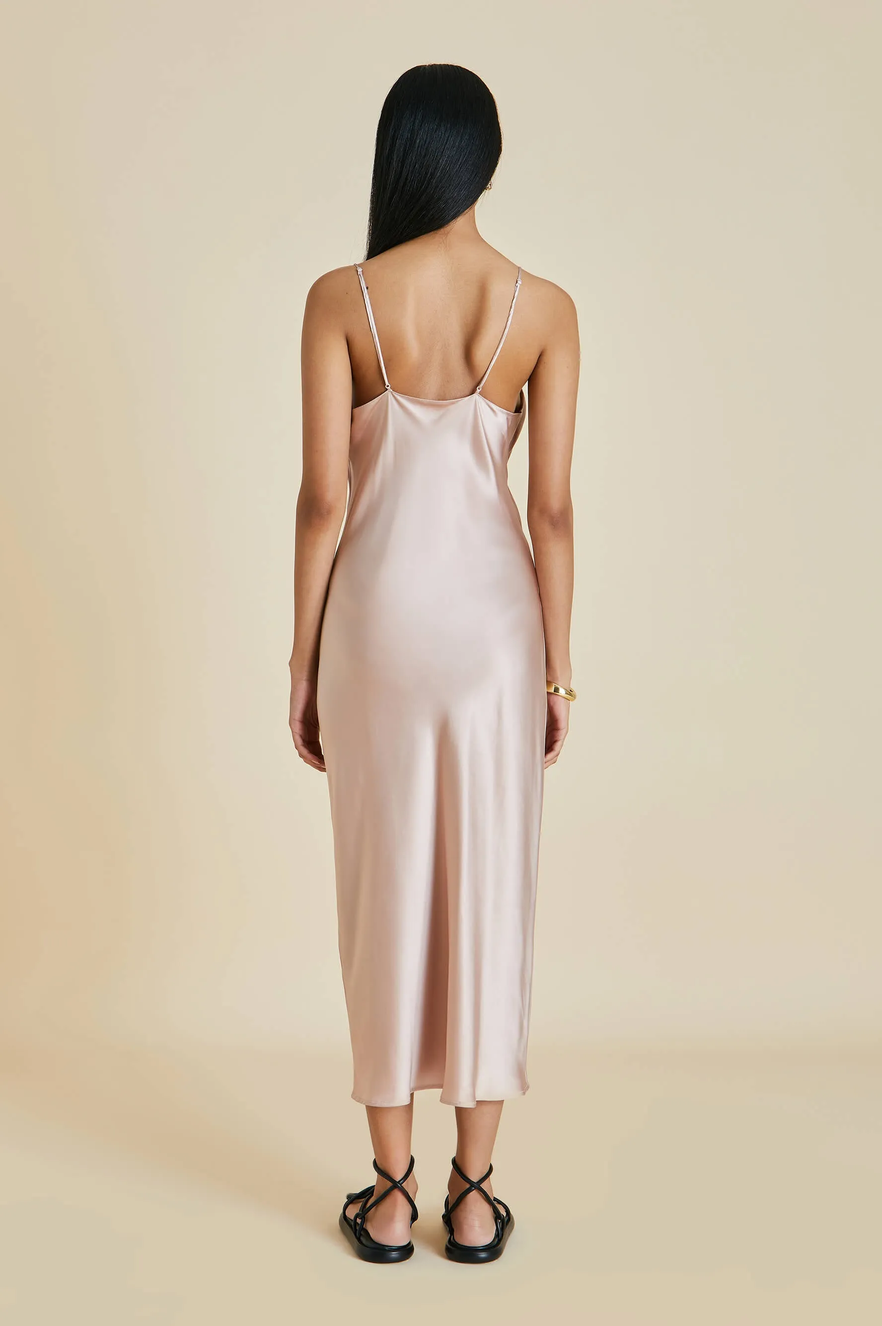Bibi Oyster Silk Satin Slip Dress