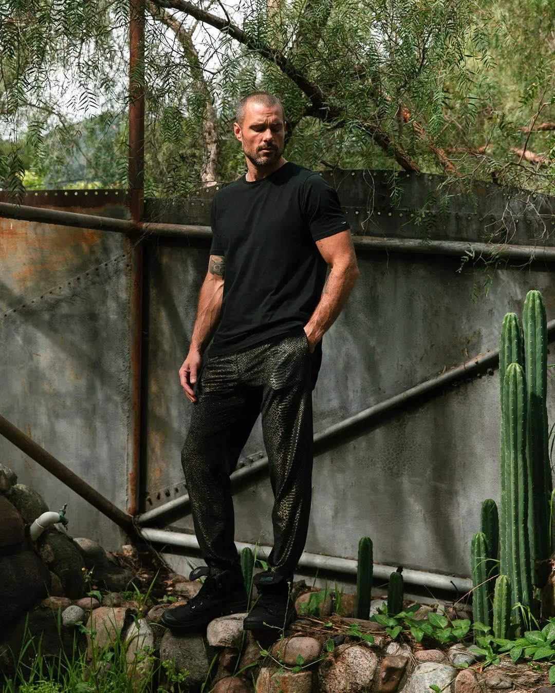 Black Snakeskin Velvet Jogger | Men's