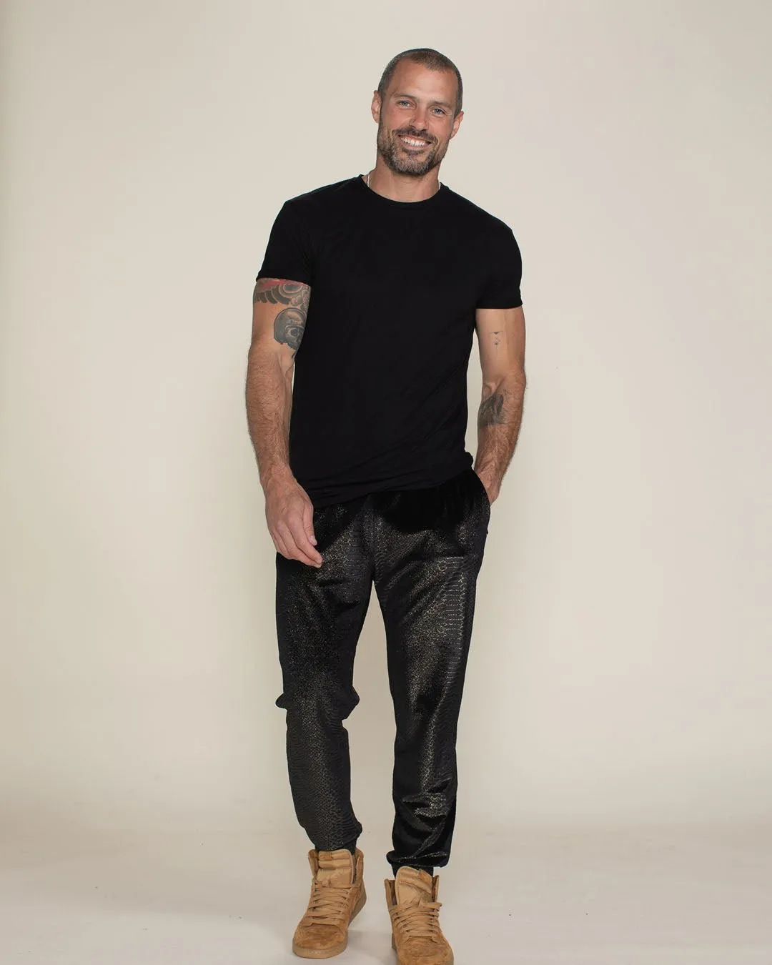 Black Snakeskin Velvet Jogger | Men's