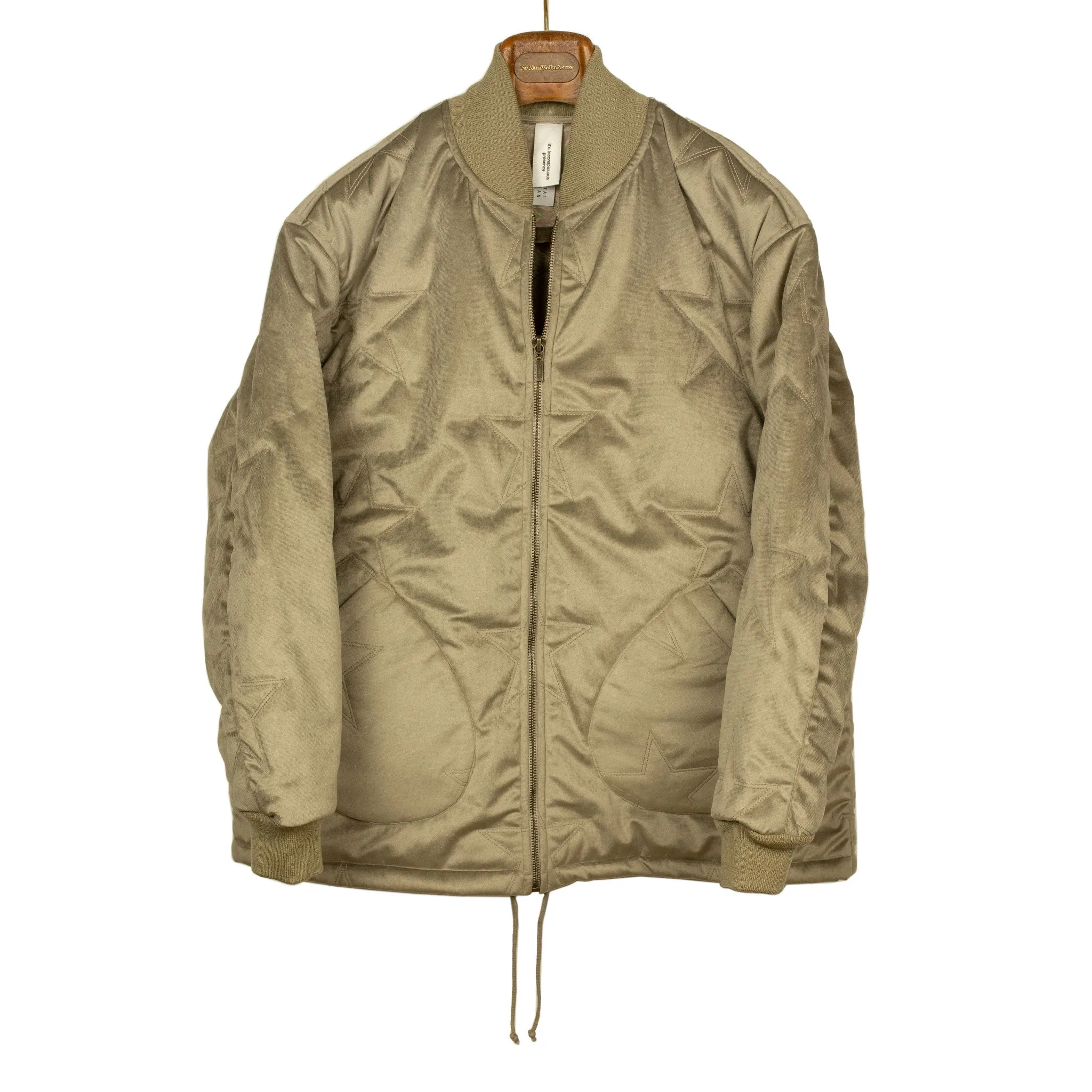 Blouson jacket in beige star stitched cotton velvet