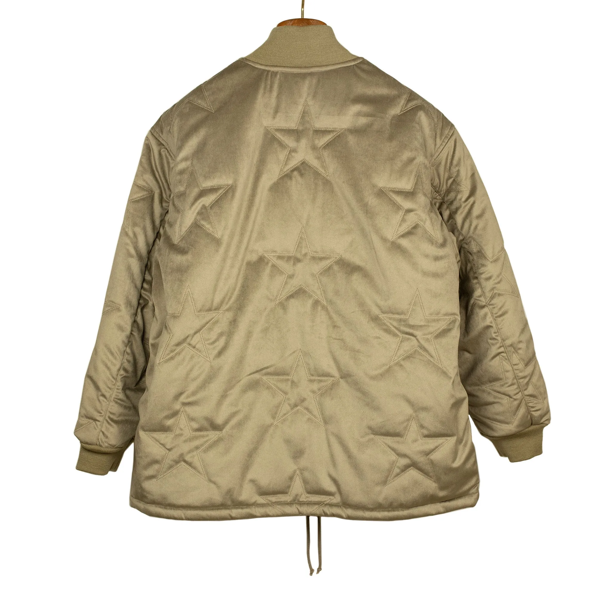Blouson jacket in beige star stitched cotton velvet
