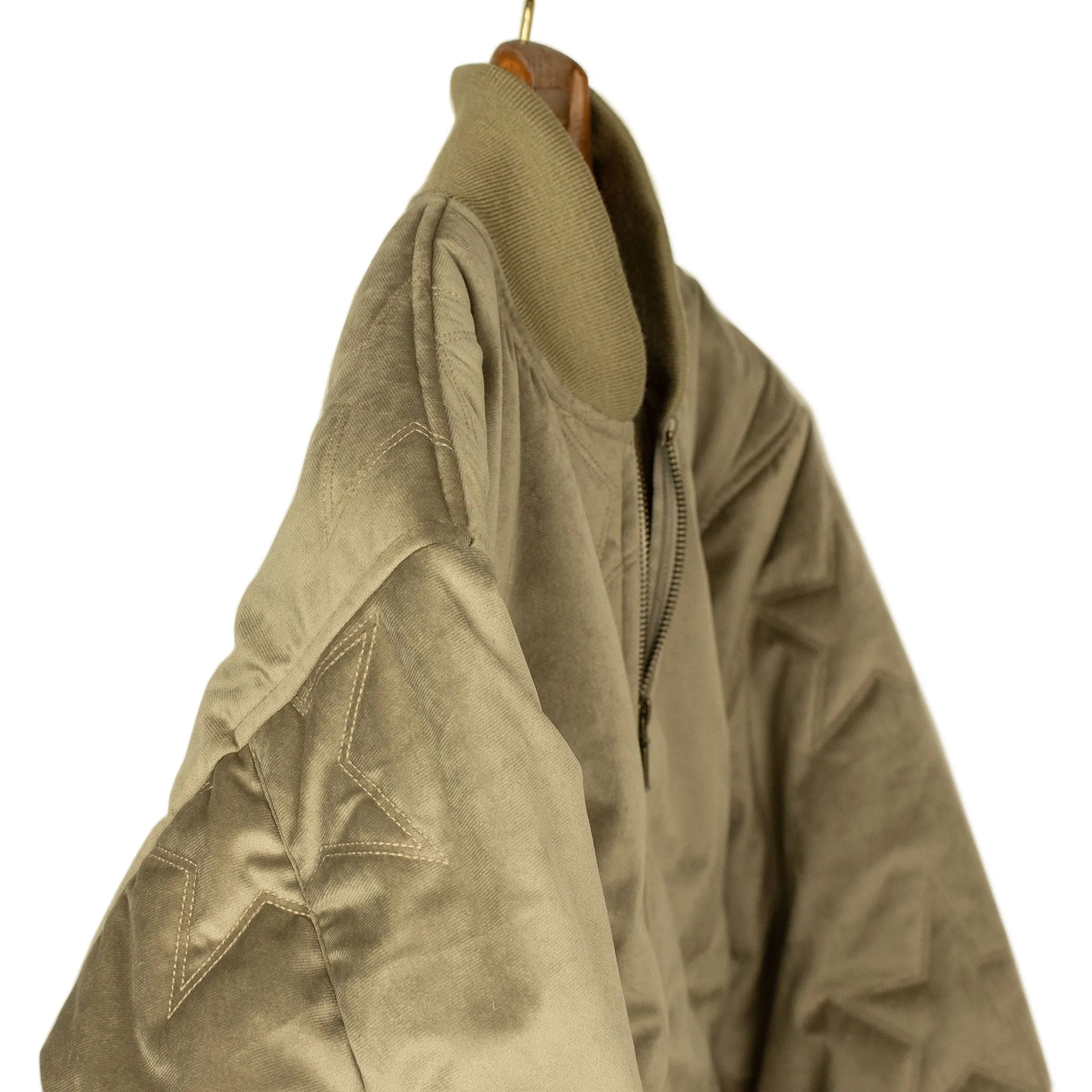 Blouson jacket in beige star stitched cotton velvet