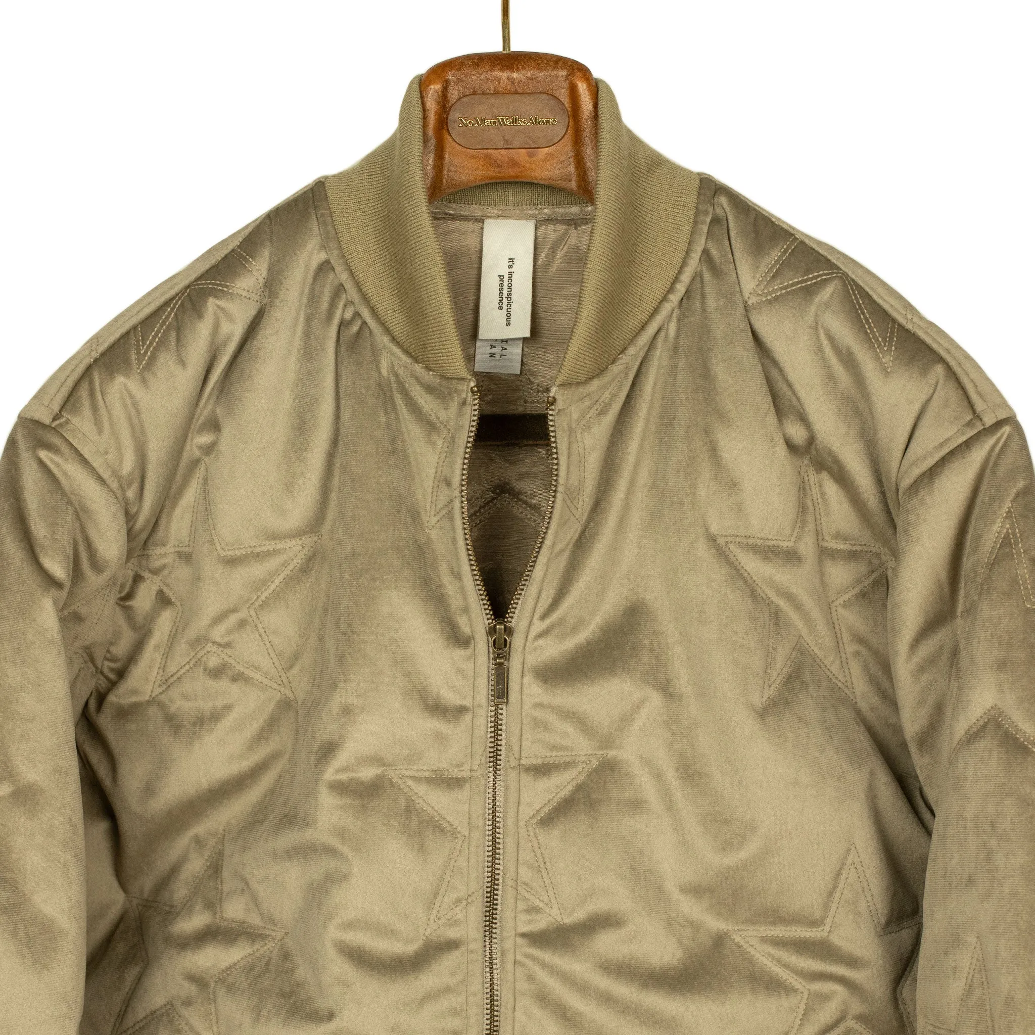 Blouson jacket in beige star stitched cotton velvet