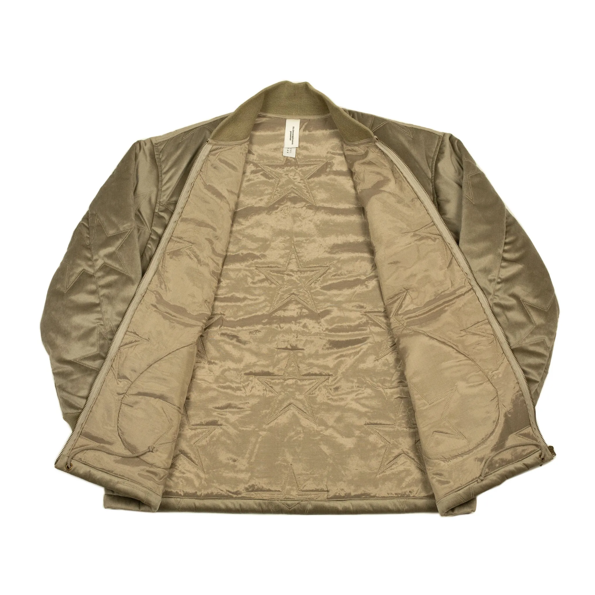 Blouson jacket in beige star stitched cotton velvet