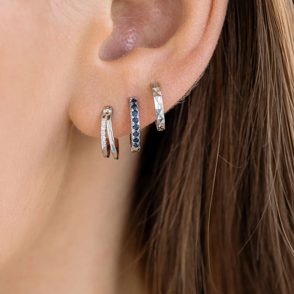 Blue Crystal Huggie Hoops
