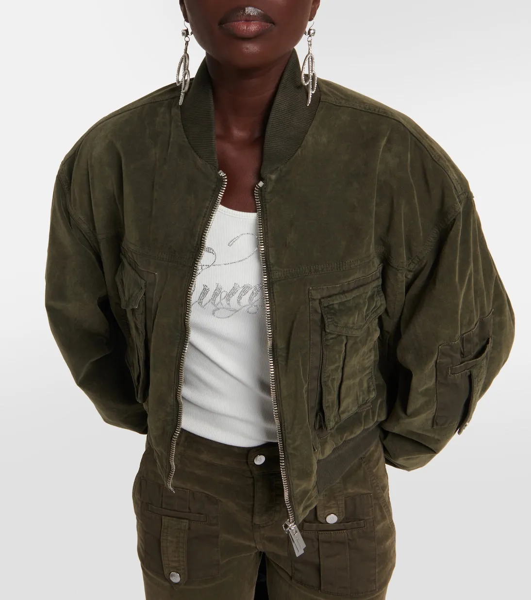 Blumarine velvet bomber jacket, green