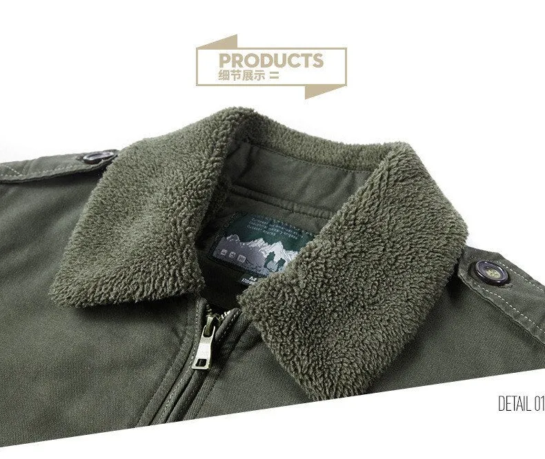 Bonsir Winter Men Cotton-padded Jacket Plus Velvet Thick Air Force Pilot Jacket Casual Military Flight Outwear Bomber Zipper Coats 1989