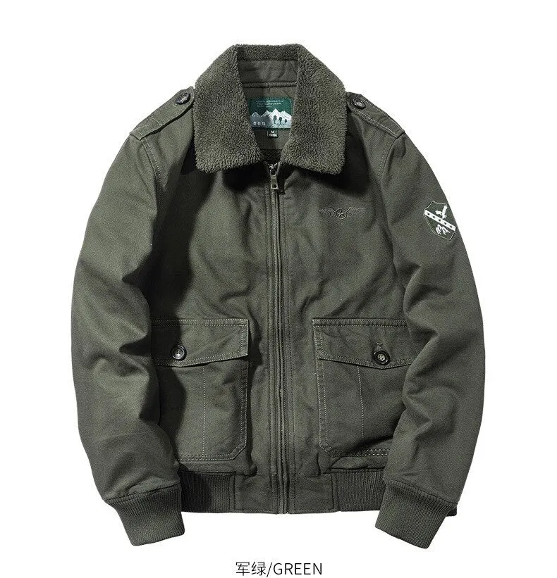 Bonsir Winter Men Cotton-padded Jacket Plus Velvet Thick Air Force Pilot Jacket Casual Military Flight Outwear Bomber Zipper Coats 1989