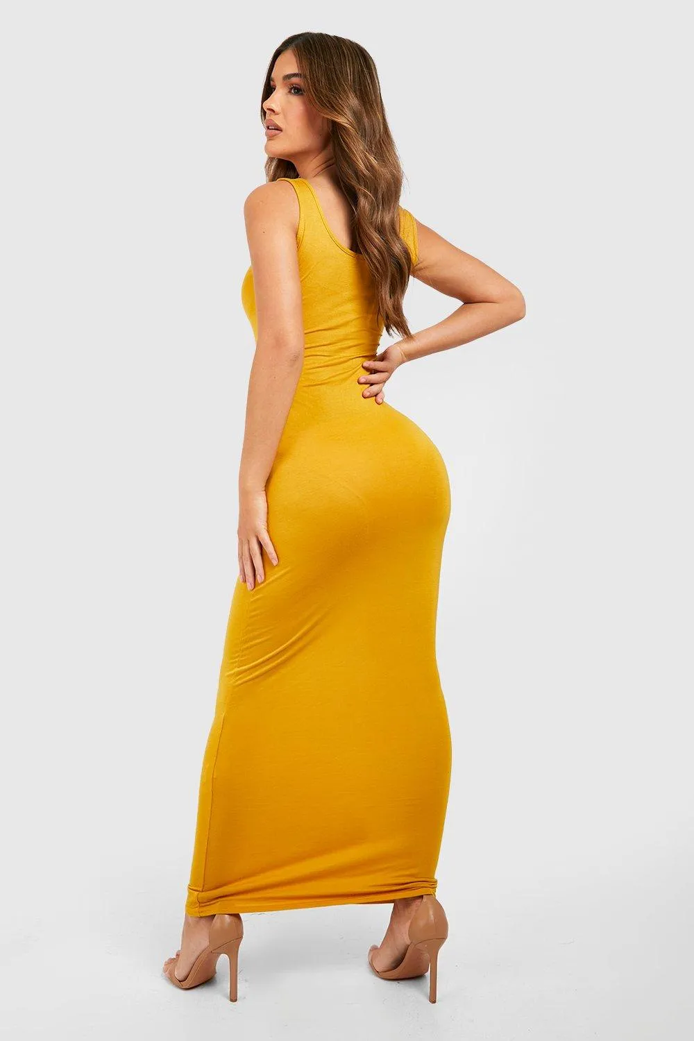 Boohoo Basic Maxi Dress, Mustard