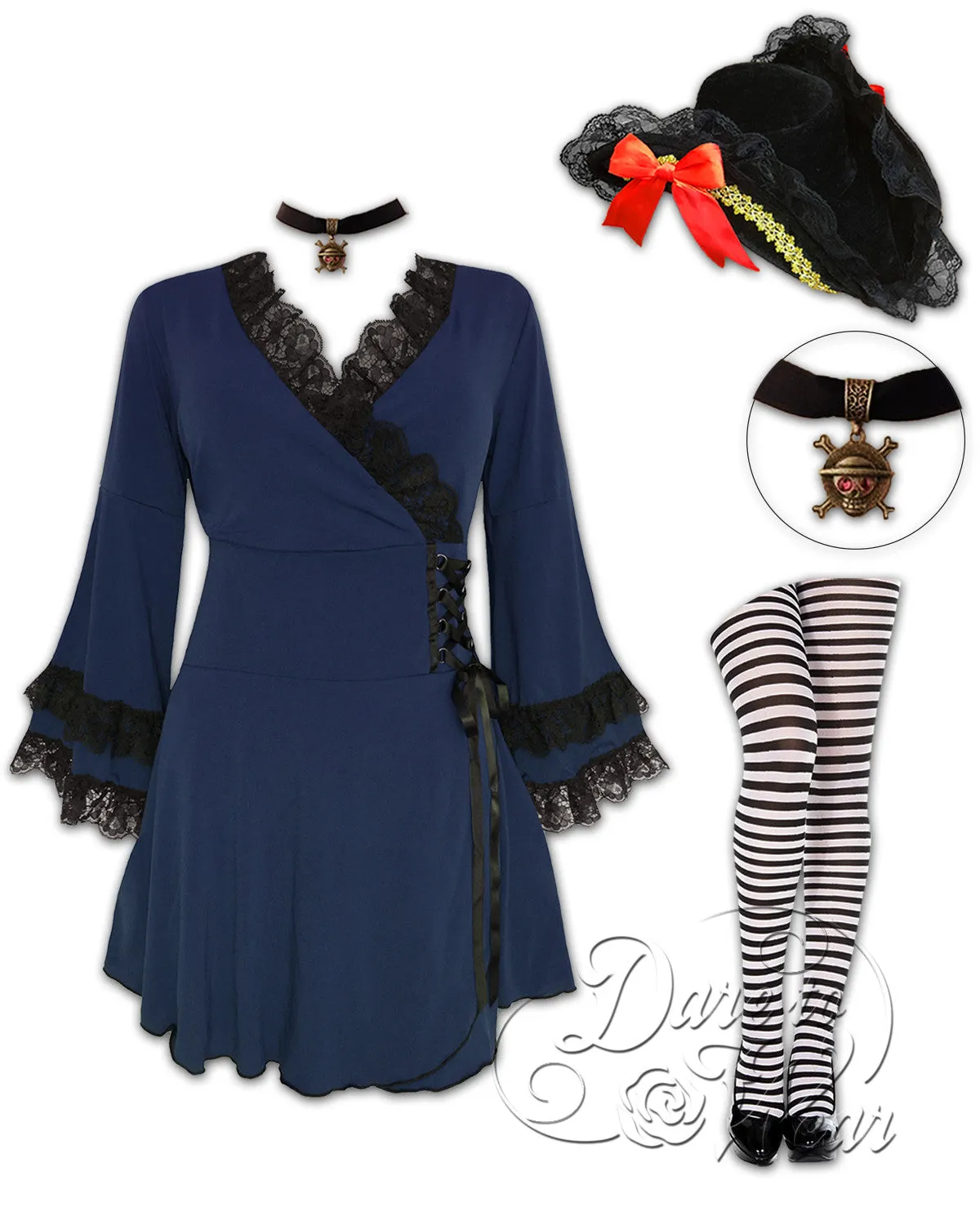Buccaneer Pirate Costume with Victoria Top, Midnight