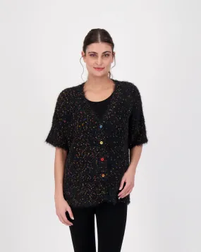 Button Down Confetti Sweater Cardigan