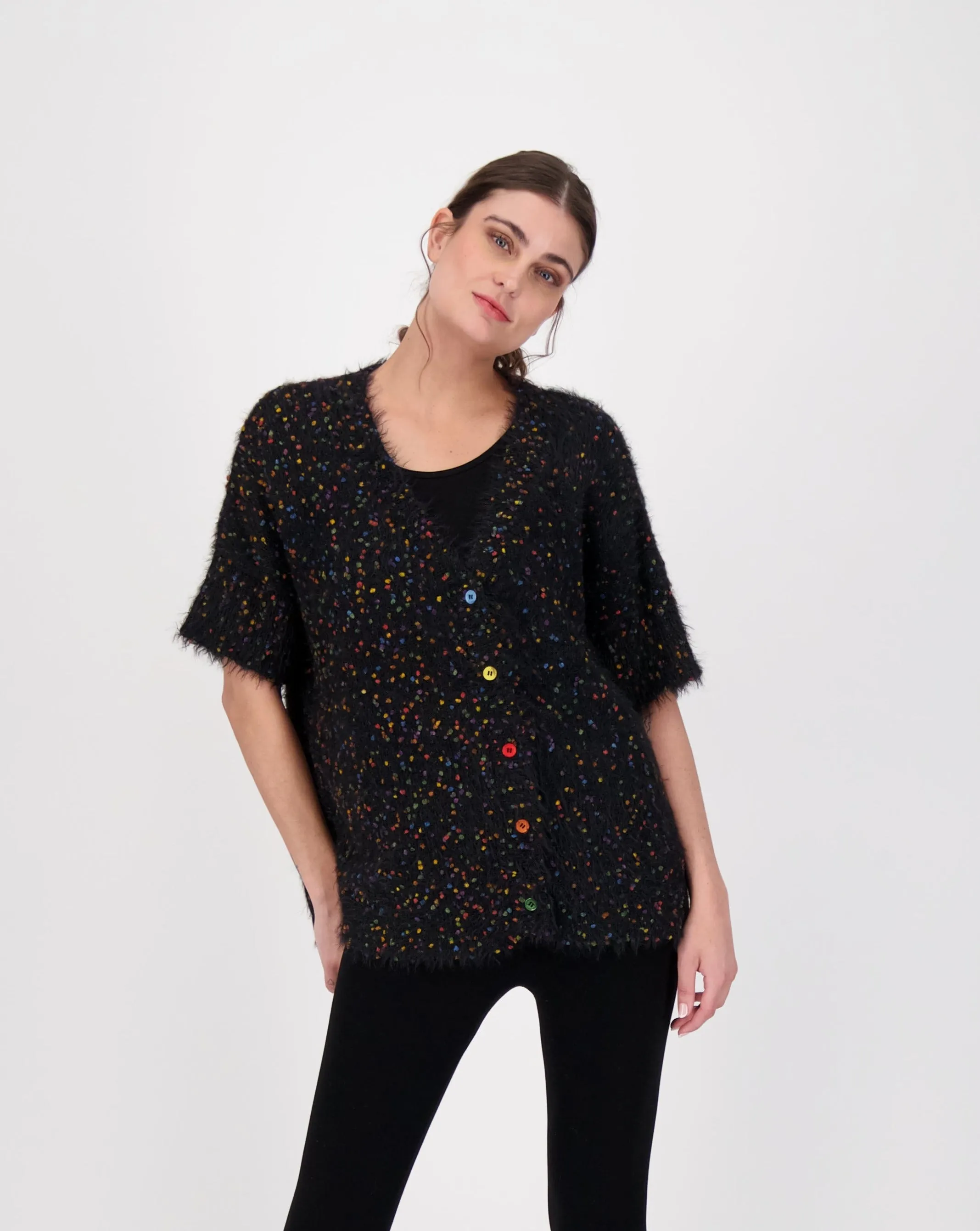Button Down Confetti Sweater Cardigan