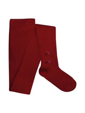 Capucine Ribbed Tights with Velvet Bows