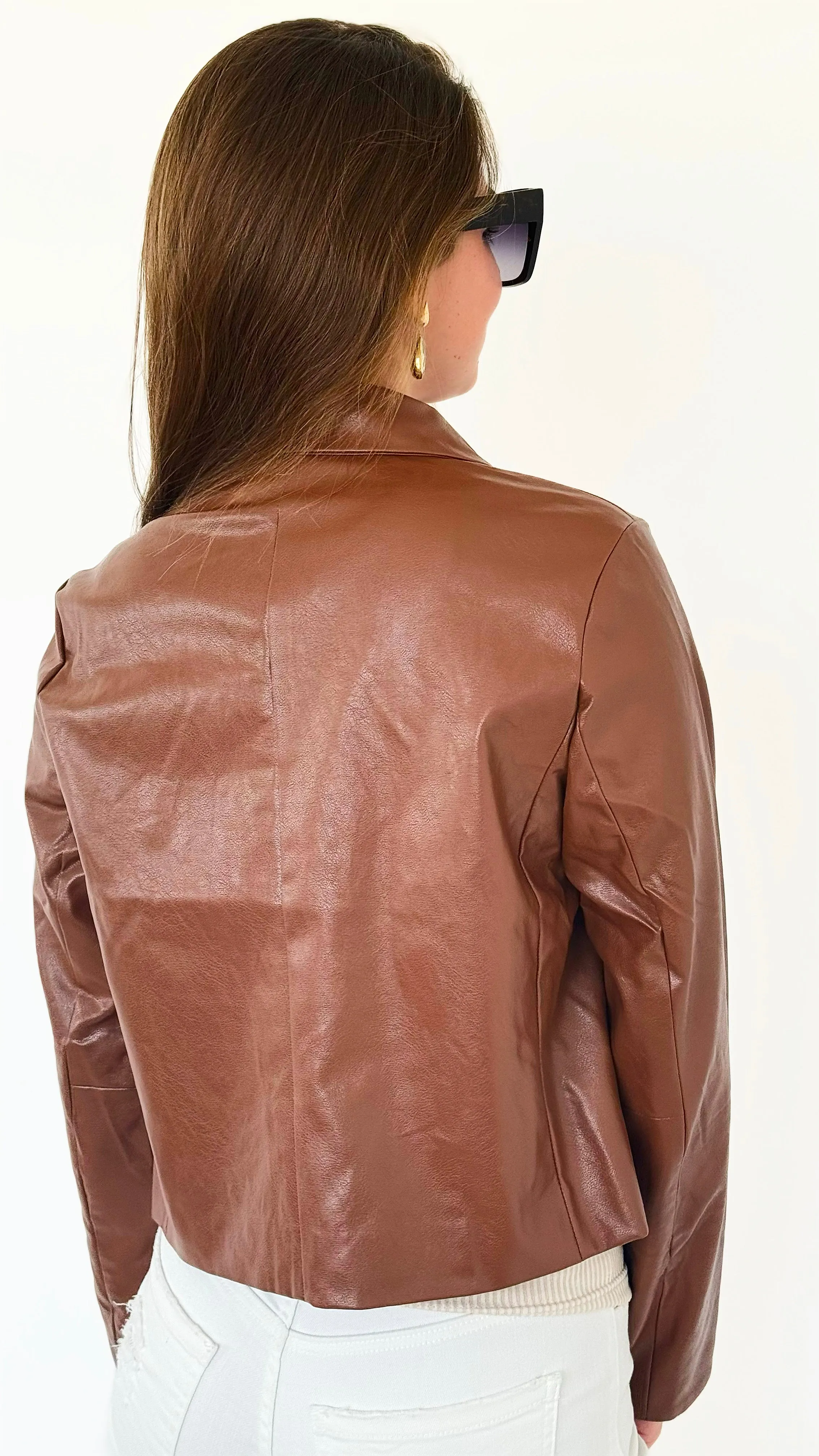Caramel City Vegan Leather Blazer