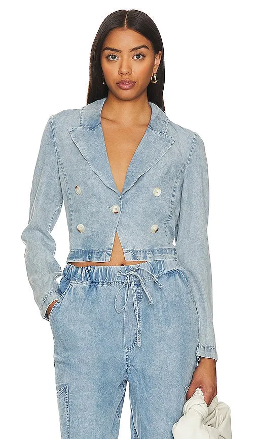 Central Park West Noa Cropped Blazer in Blue