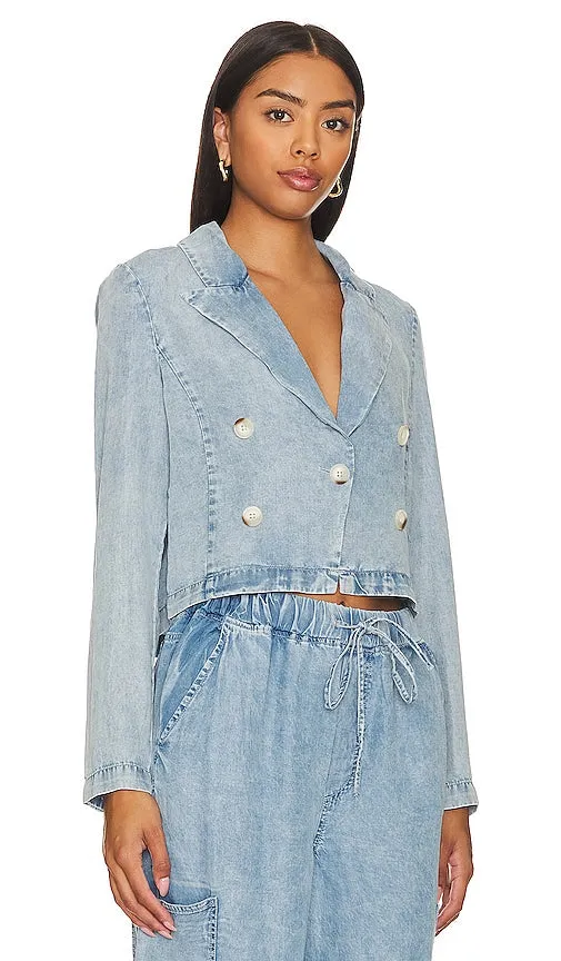 Central Park West Noa Cropped Blazer in Blue